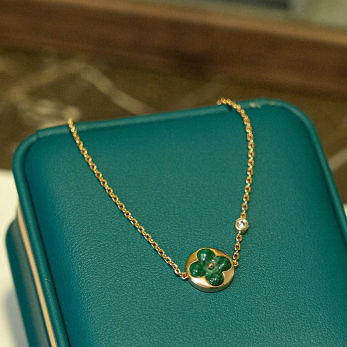 [Elara jewelsry ]SUN MALACHITE 1 DIAMOND PINK GOLD BRACELET