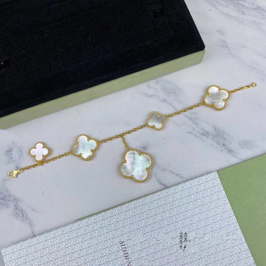 [Elara jewelsry ]MAGIC CLOVER MOP GOLD BRACELET 5 MOTIFS