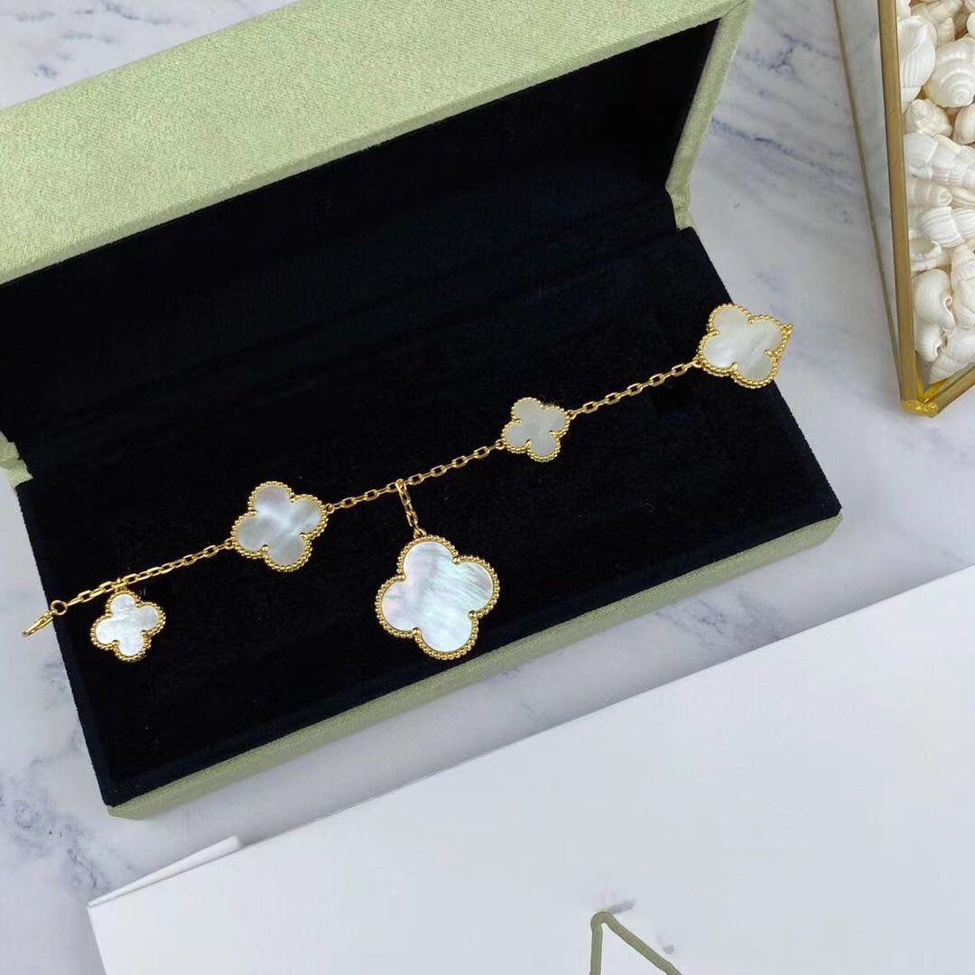 [Elara jewelsry ]MAGIC CLOVER MOP GOLD BRACELET 5 MOTIFS