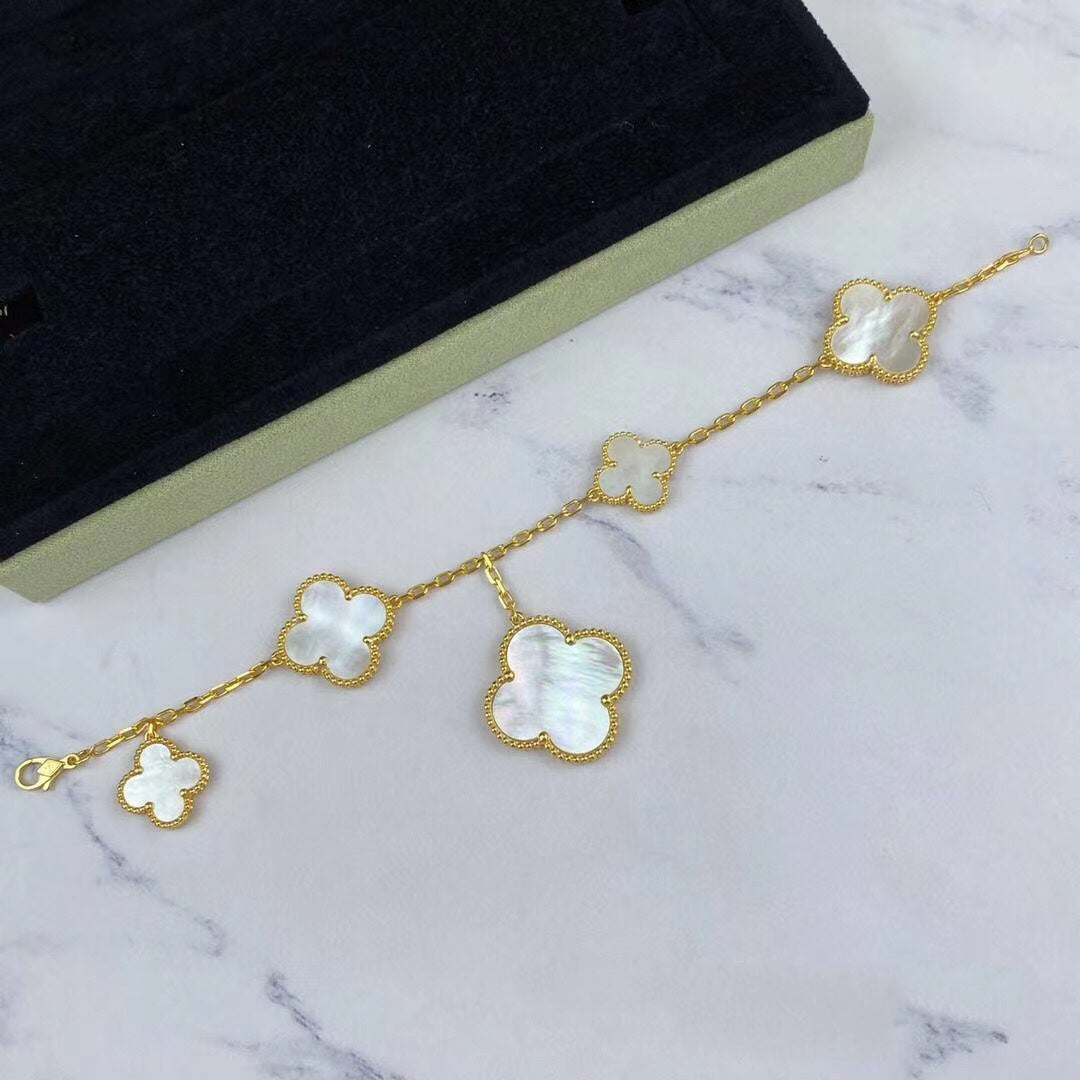 [Elara jewelsry ]MAGIC CLOVER MOP GOLD BRACELET 5 MOTIFS