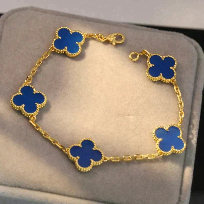 [Elara jewelsry ] CLOVER 5 MOTIF BLUE AGATE BRACELET COLLECTION