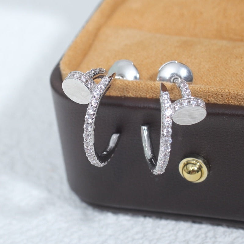 [Elara jewelsry ]JUSTE EARRINGS 12.75MM SILVER DIAMOND