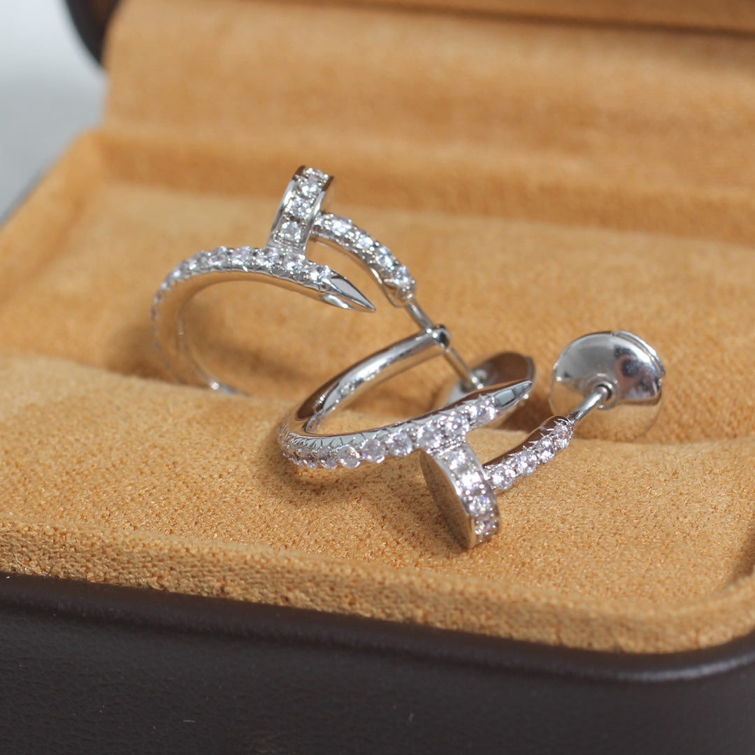 [Elara jewelsry ]JUSTE EARRINGS 12.75MM SILVER DIAMOND