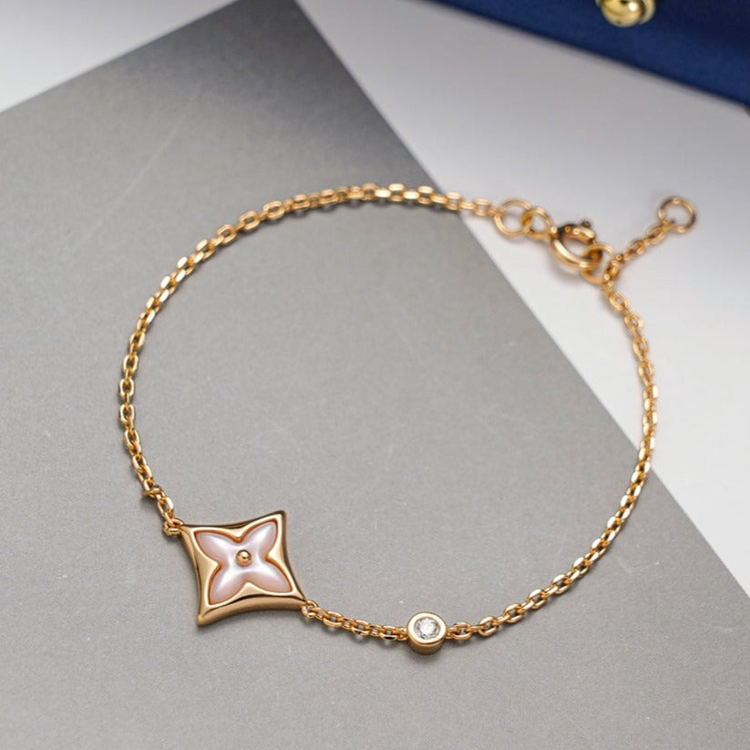 [Elara jewelsry ]STAR 1 DIAMOND PINK GOLD BRACELET