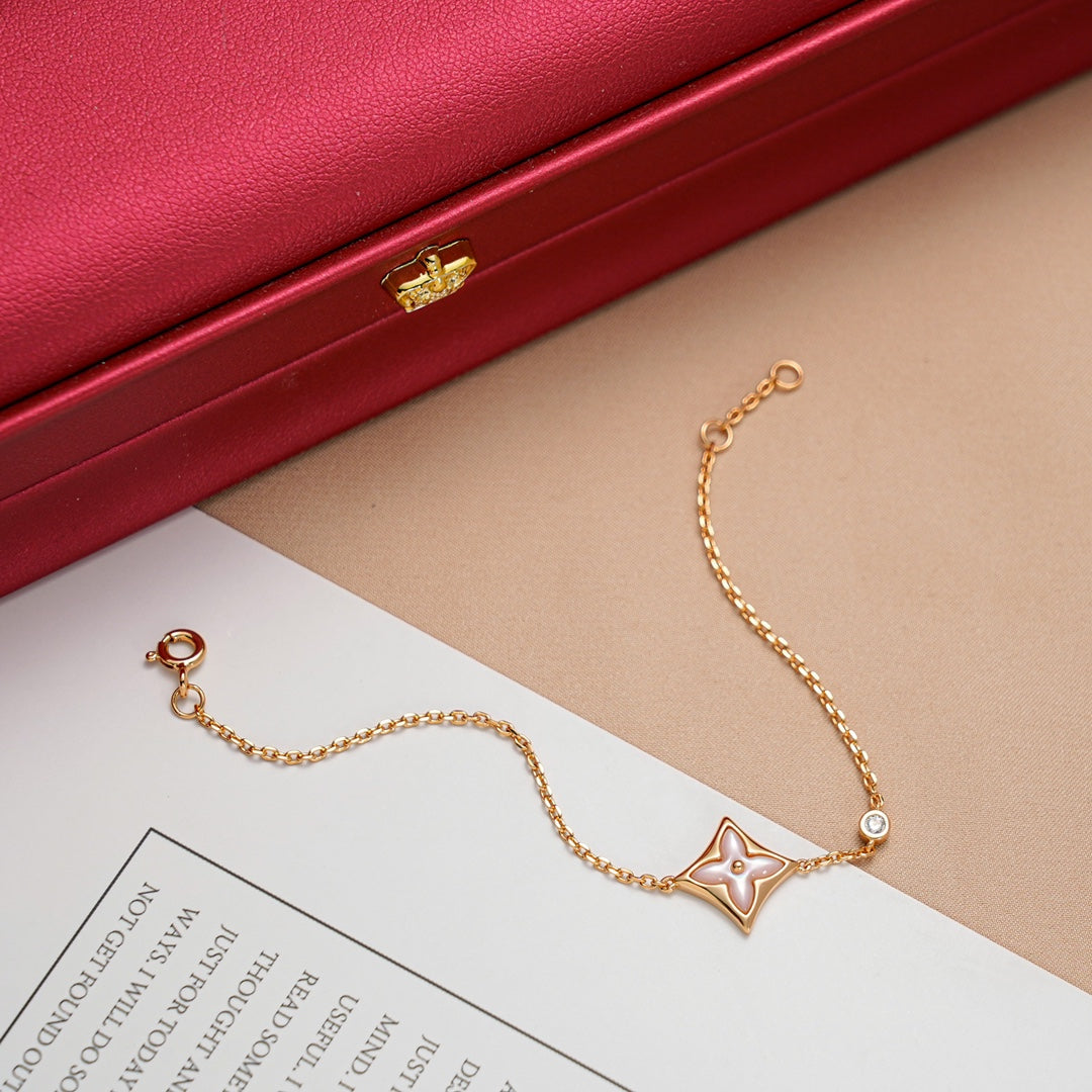 [Elara jewelsry ]STAR 1 DIAMOND PINK GOLD BRACELET