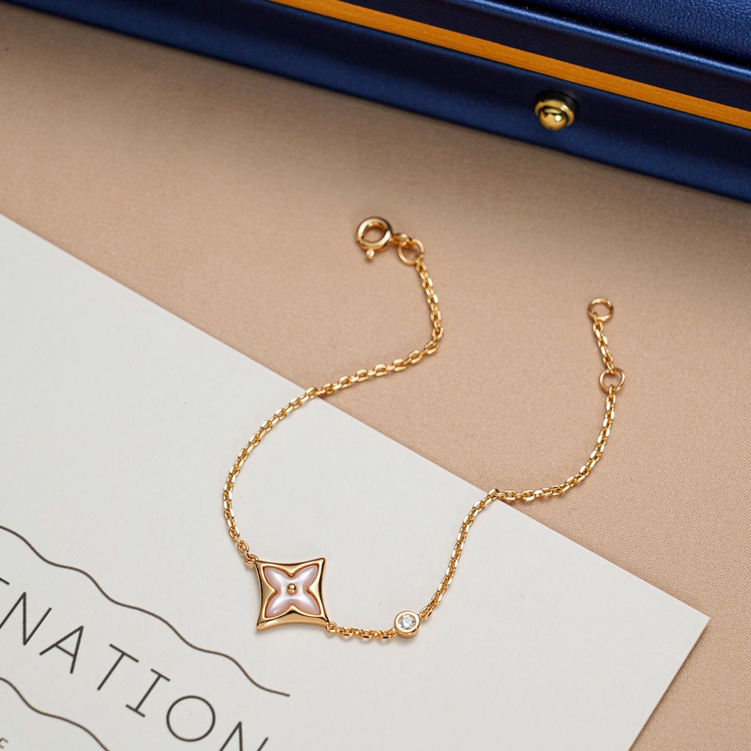 [Elara jewelsry ]STAR 1 DIAMOND PINK GOLD BRACELET