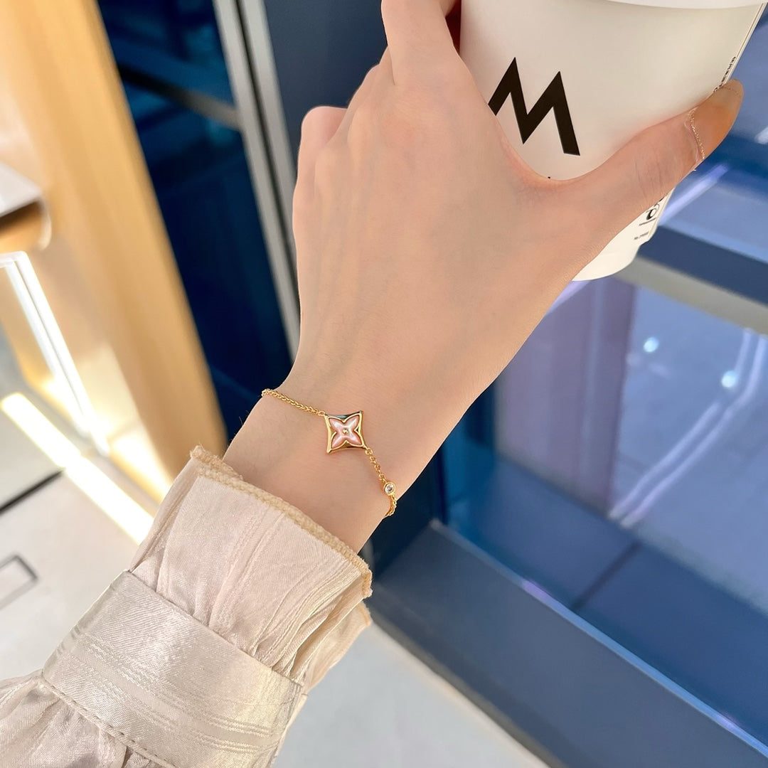 [Elara jewelsry ]STAR 1 DIAMOND PINK GOLD BRACELET