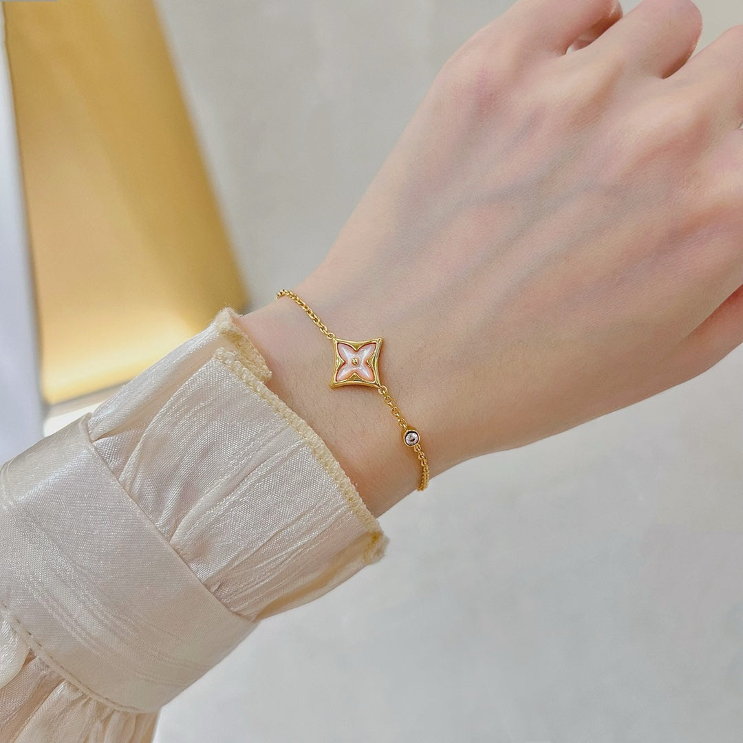 [Elara jewelsry ]STAR 1 DIAMOND PINK GOLD BRACELET