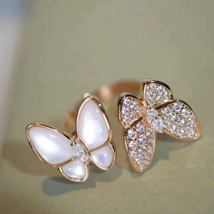 [Elara jewelsry ]TWIN BUTTERFLY DIAMOND MOP RING