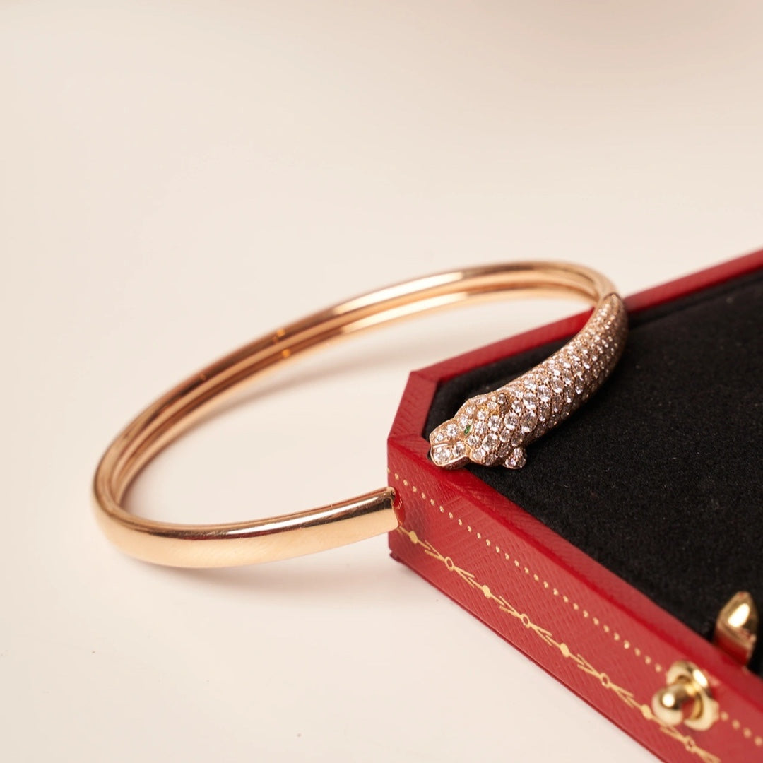 [Elara jewelsry ]PANTHERE ROSE GOLD DIAMOND OPEN BRACELET