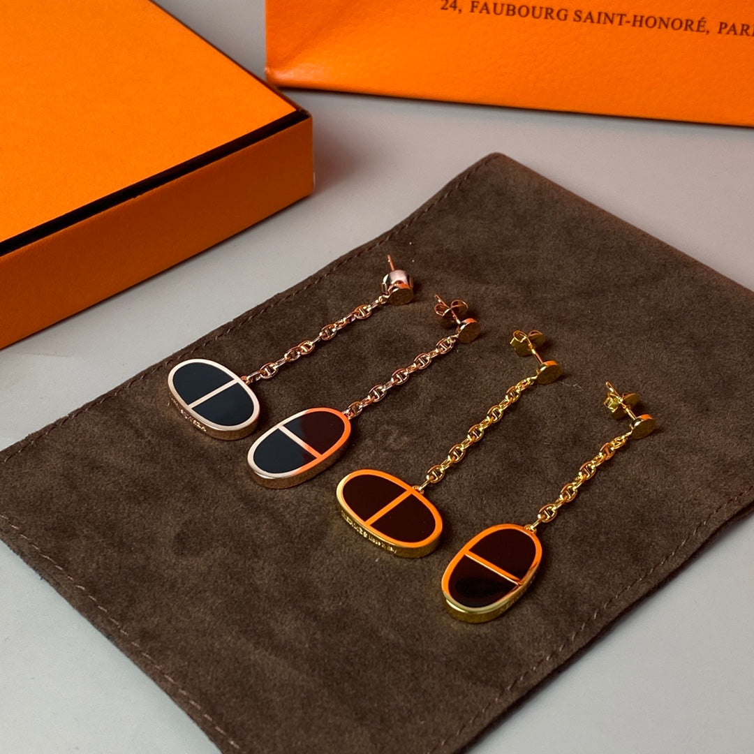 [Elara jewelsry ]CHAINE VERSO BLACK CERAMIC EARRINGS
