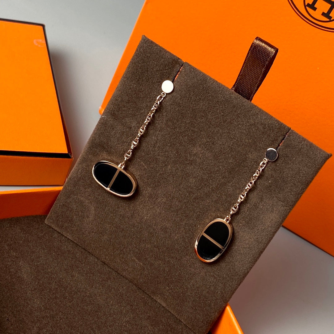 [Elara jewelsry ]CHAINE VERSO BLACK CERAMIC EARRINGS