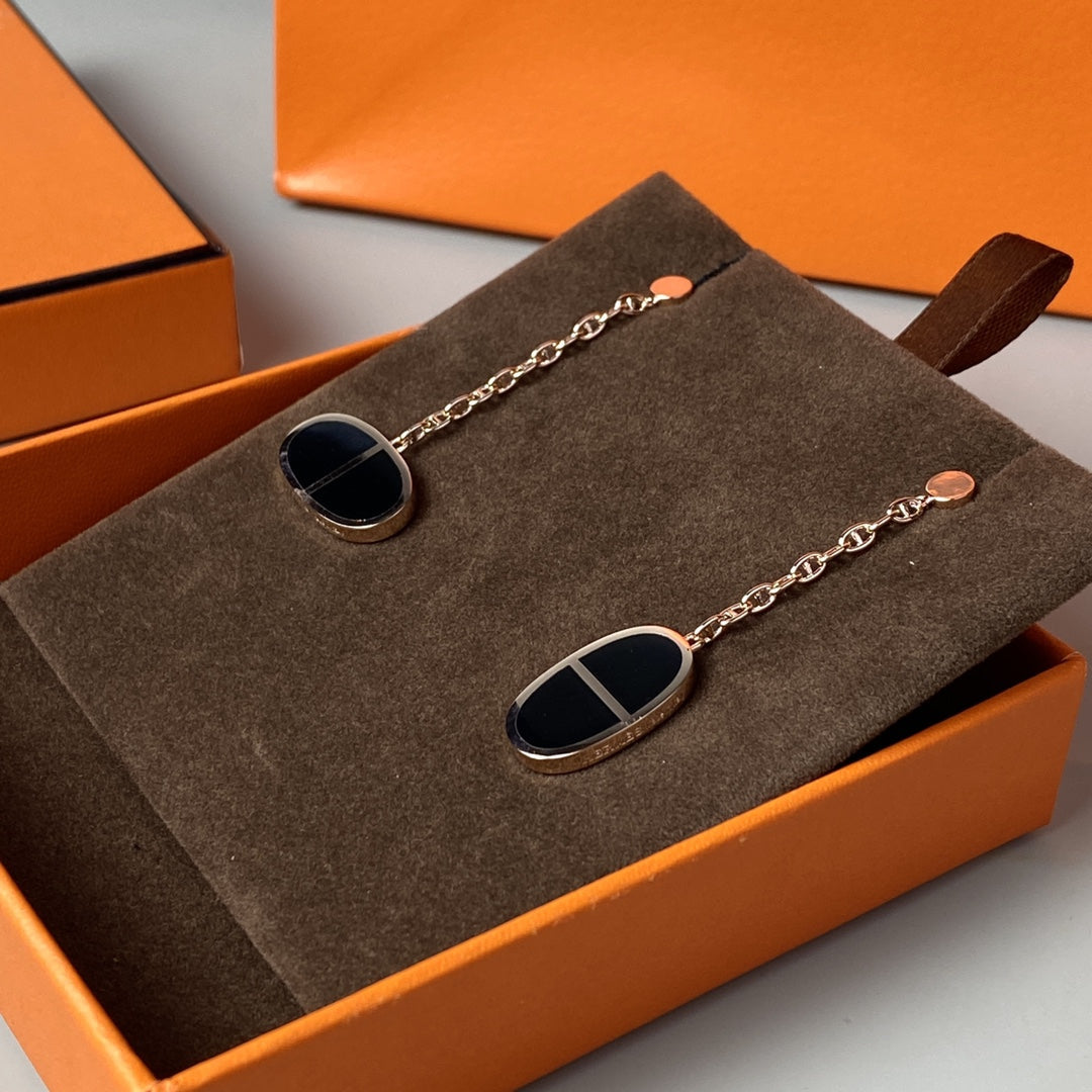 [Elara jewelsry ]CHAINE VERSO BLACK CERAMIC EARRINGS