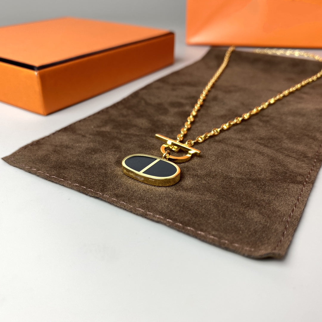 [Elara jewelsry ]CHAINE VERSO BLACK CERAMIC NECKLACE