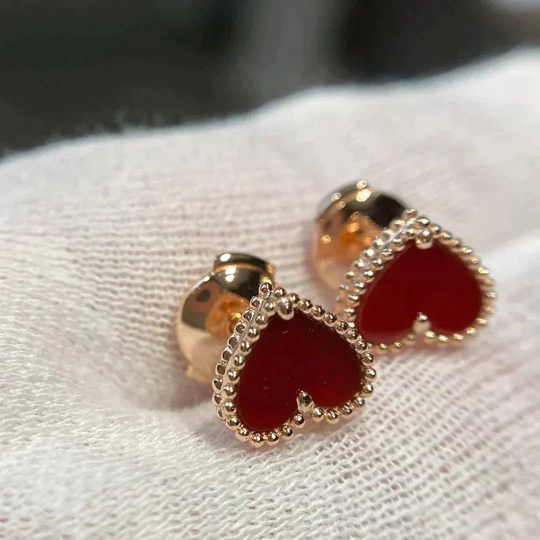 [Elara jewelsry ]HEART CARNELIAN STUD EARRINGS