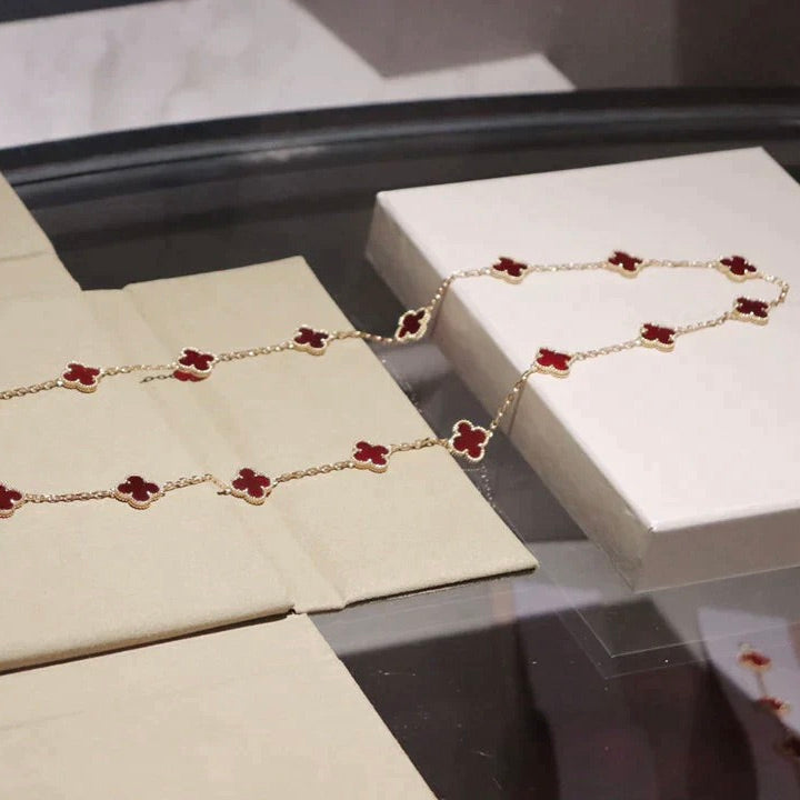 [Elara jewelsry ]CLOVER 20 MOTIFS CARNELIAN NECKLACE