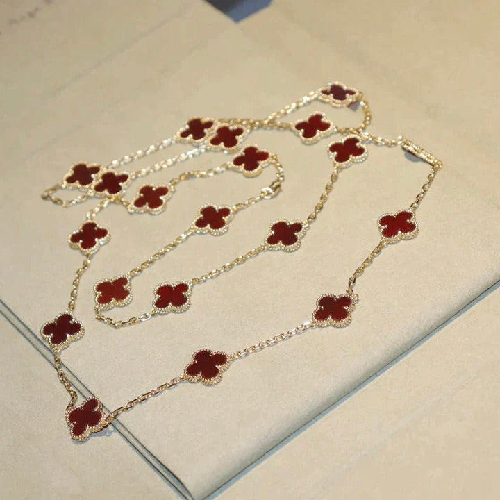 [Elara jewelsry ]CLOVER 20 MOTIFS CARNELIAN NECKLACE
