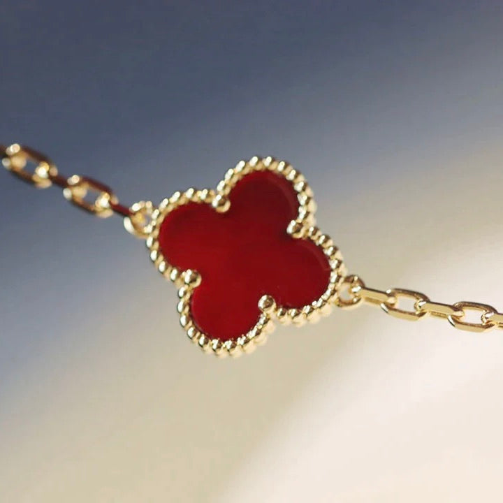 [Elara jewelsry ]CLOVER 20 MOTIFS CARNELIAN NECKLACE