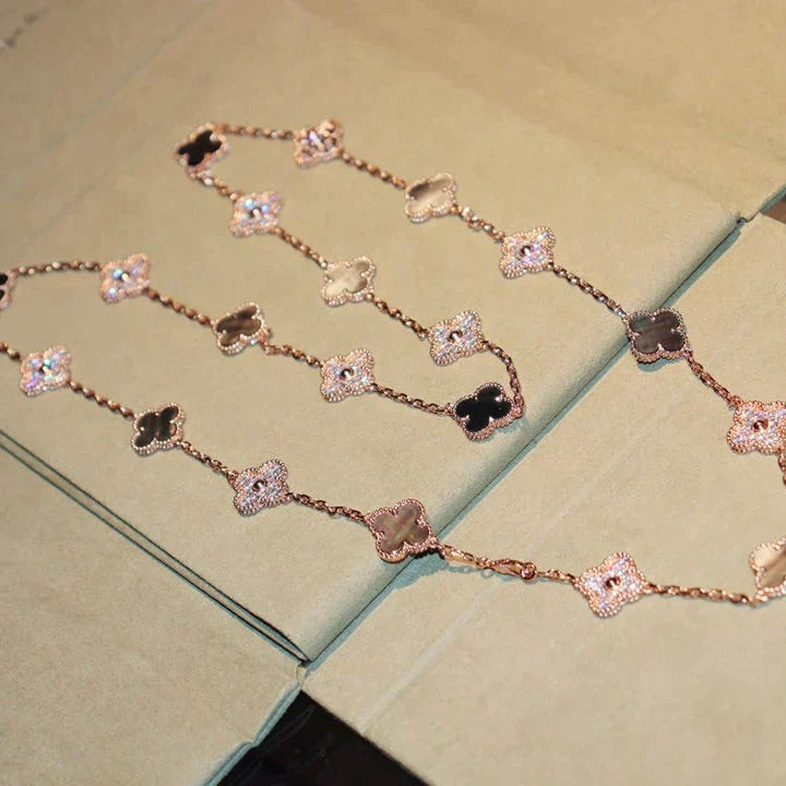 [Elara jewelsry ]CLOVER 20 MOTIFS DARK MOP DIAMOND  NECKLACE