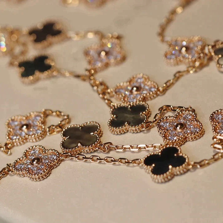 [Elara jewelsry ]CLOVER 20 MOTIFS DARK MOP DIAMOND  NECKLACE
