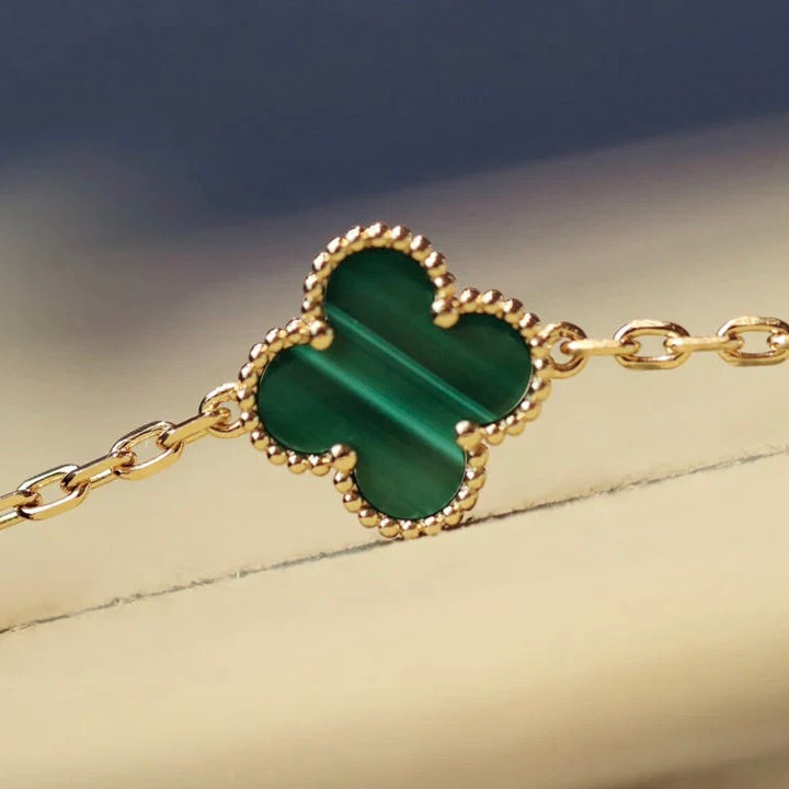 [Elara jewelsry ]CLOVER 20 MOTIFS MALACHITE DIAMOND NECKLACE