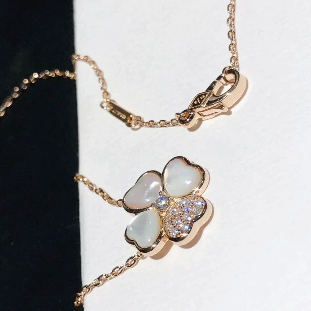 [Elara jewelsry ]CLOVER MOP DIAMOND ROSE GOLD NECKLACE