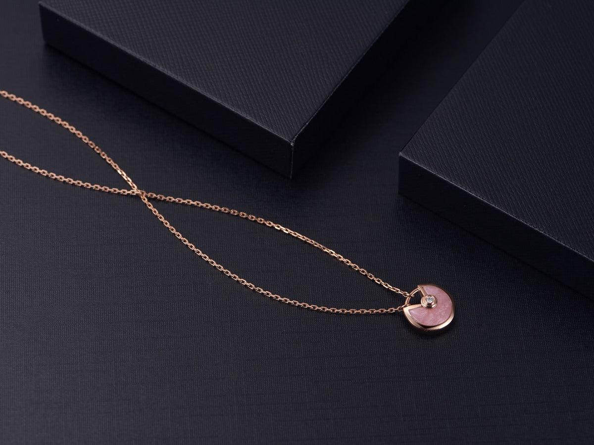 [Elara jewelsry ]AMULETTE ROSE GOLD PINK MOP NECKLACE