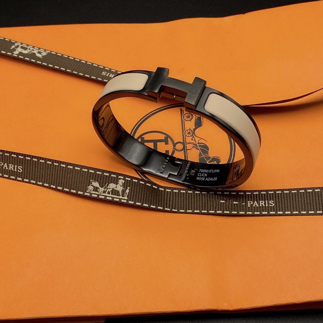 [Elara jewelsry ]H BRACELET 12MM BLACK BEIGE CERAMIC