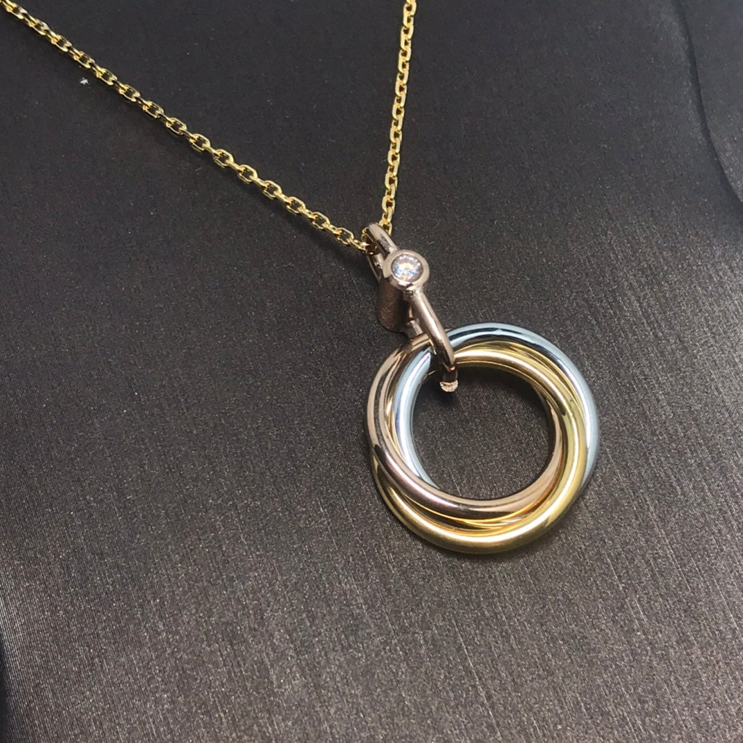[Elara jewelsry ]TRINITY SILVER GOLD PINK GOLD NECKLACE