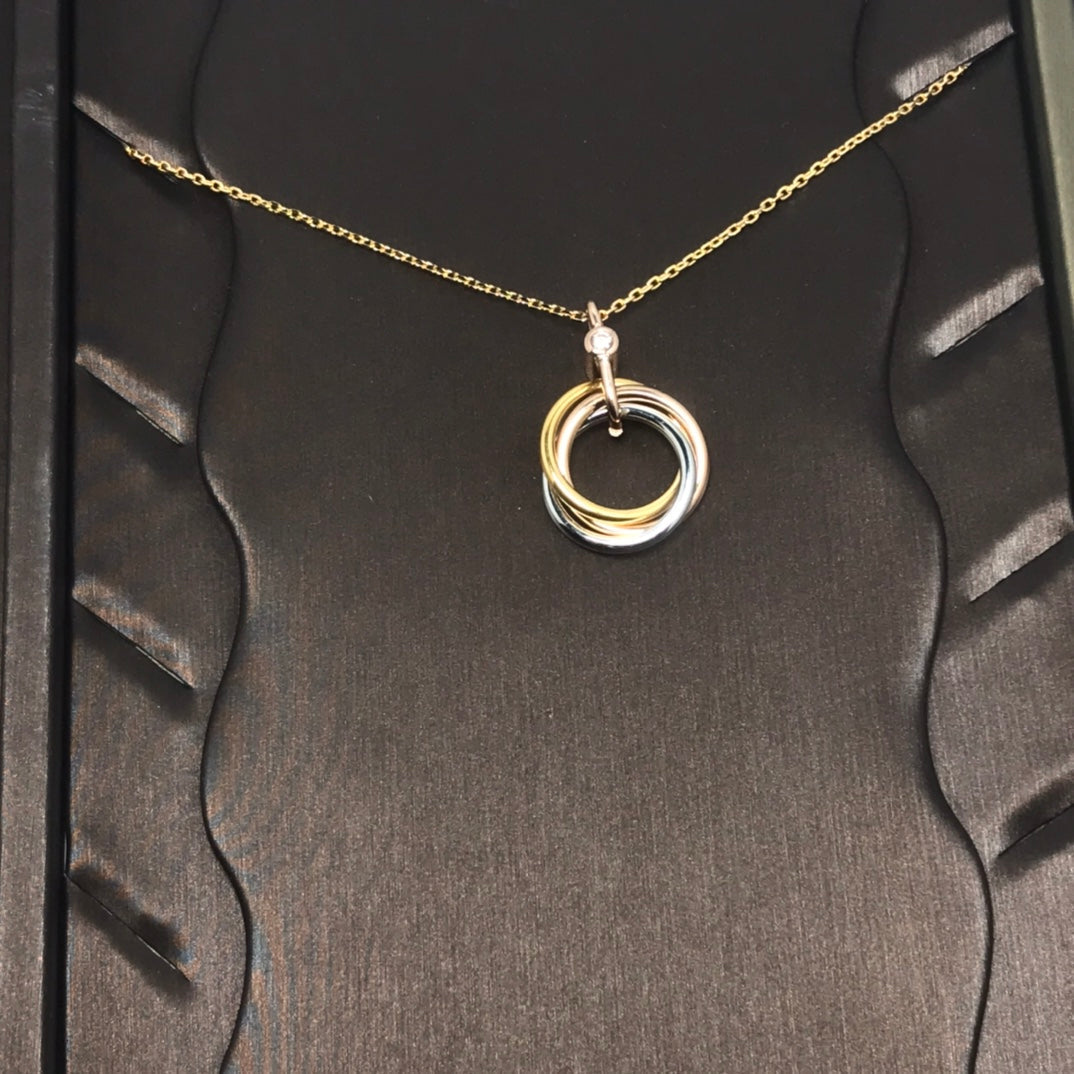 [Elara jewelsry ]TRINITY SILVER GOLD PINK GOLD NECKLACE