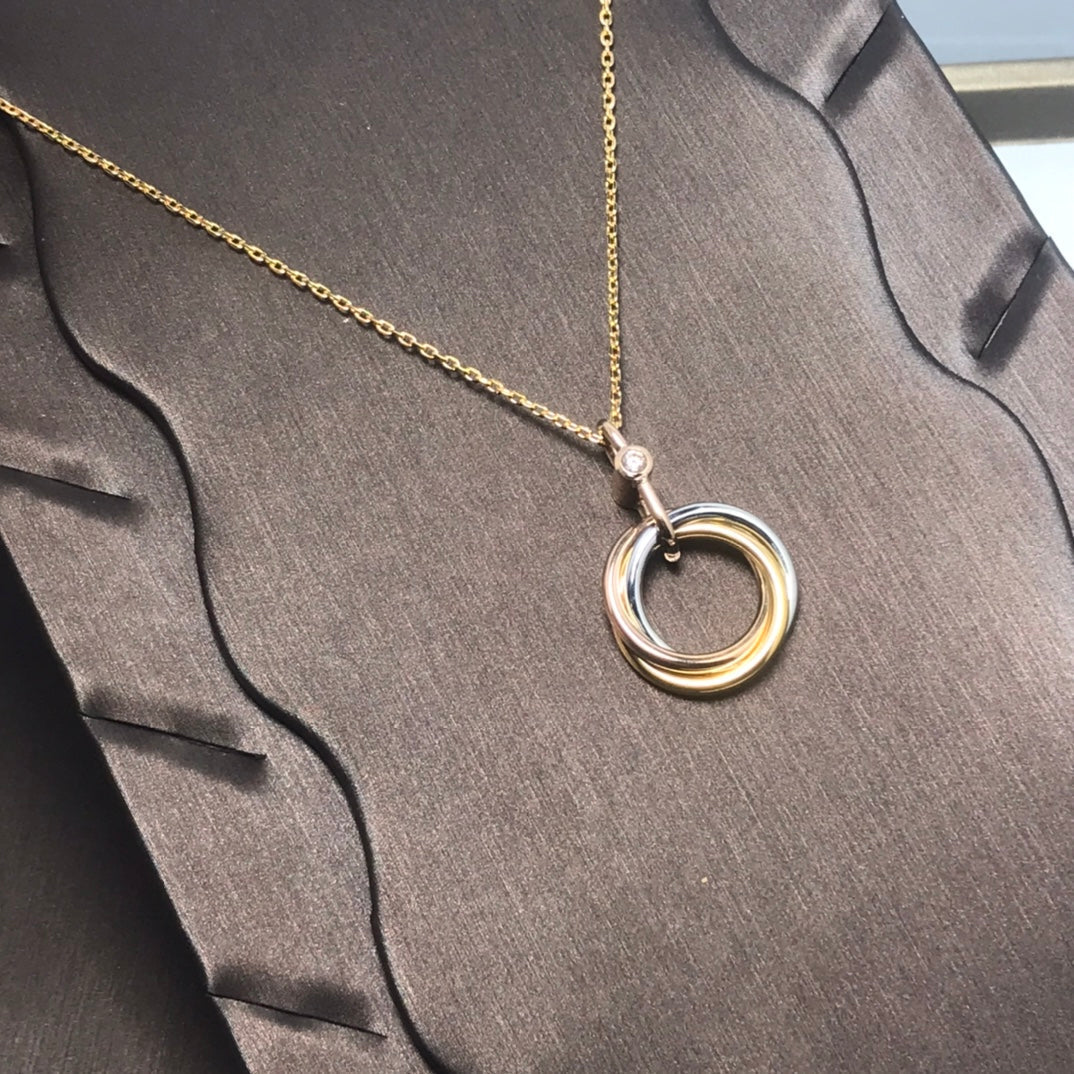[Elara jewelsry ]TRINITY SILVER GOLD PINK GOLD NECKLACE