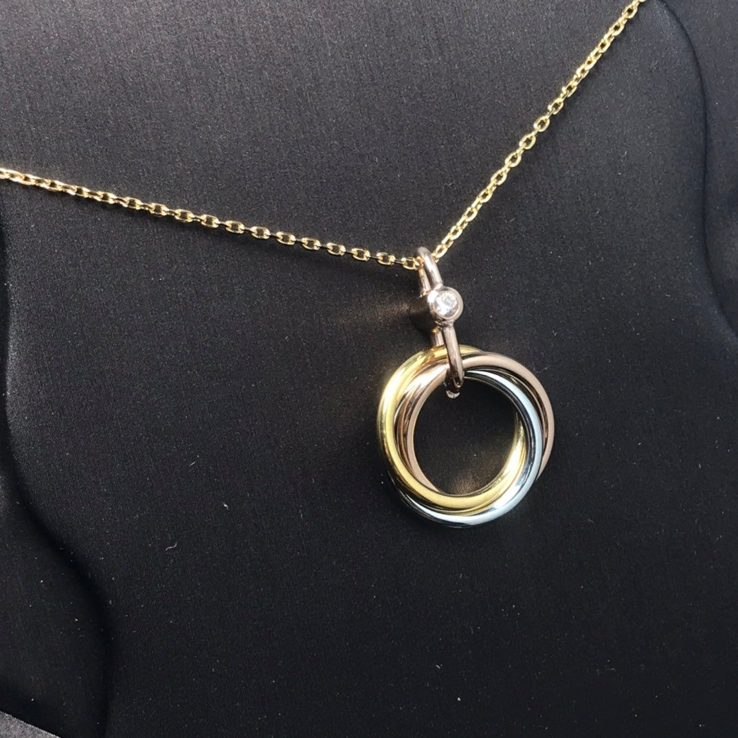 [Elara jewelsry ]TRINITY SILVER GOLD PINK GOLD NECKLACE