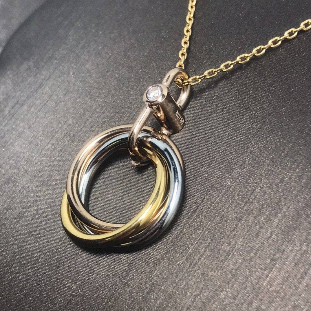 [Elara jewelsry ]TRINITY SILVER GOLD PINK GOLD NECKLACE