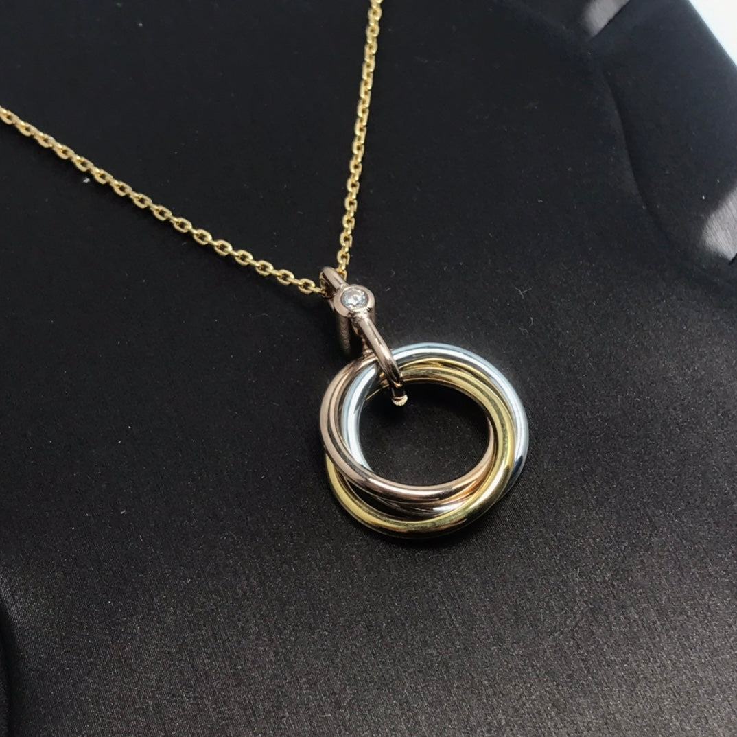 [Elara jewelsry ]TRINITY SILVER GOLD PINK GOLD NECKLACE