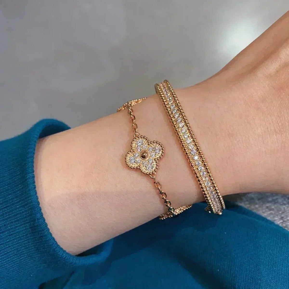 [Elara jewelsry ] CLOVER 5 MOTIF FULL DIAMOND BRACELET COLLECTION