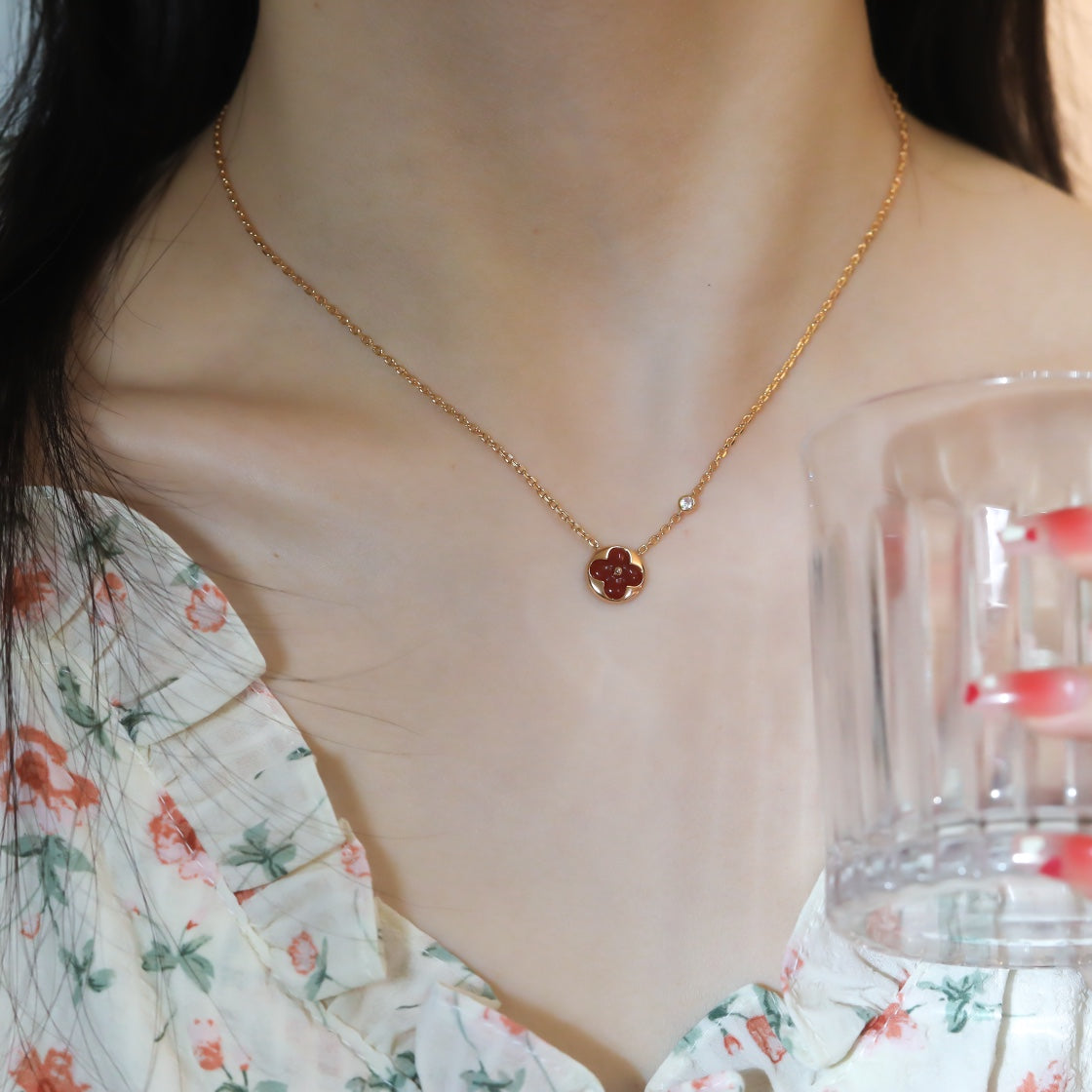 [Elara jewelsry ]SUN PEDANT PINK GOLD 1 DIAMOND NECKLACE