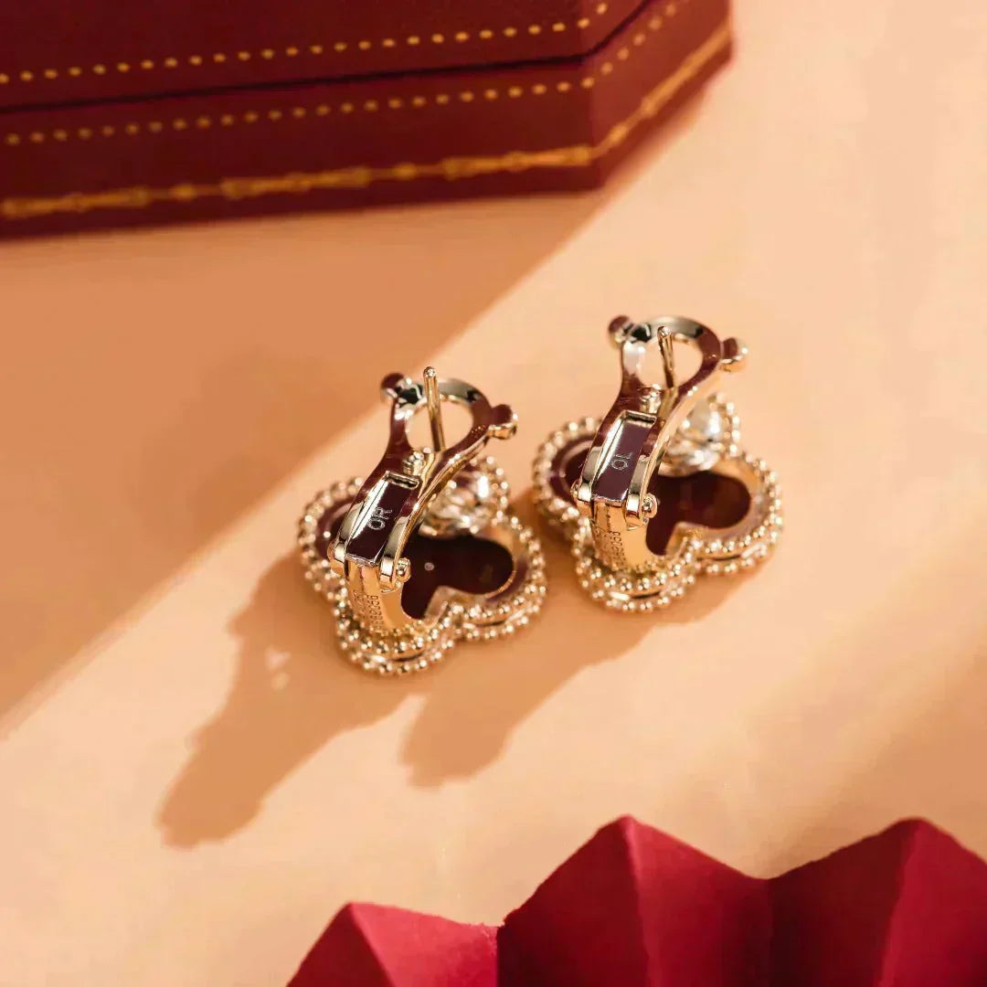 [Elara jewelsry ]CLOVER MEDIUM 1 MOTIFS CARNELIAN  EARRINGS