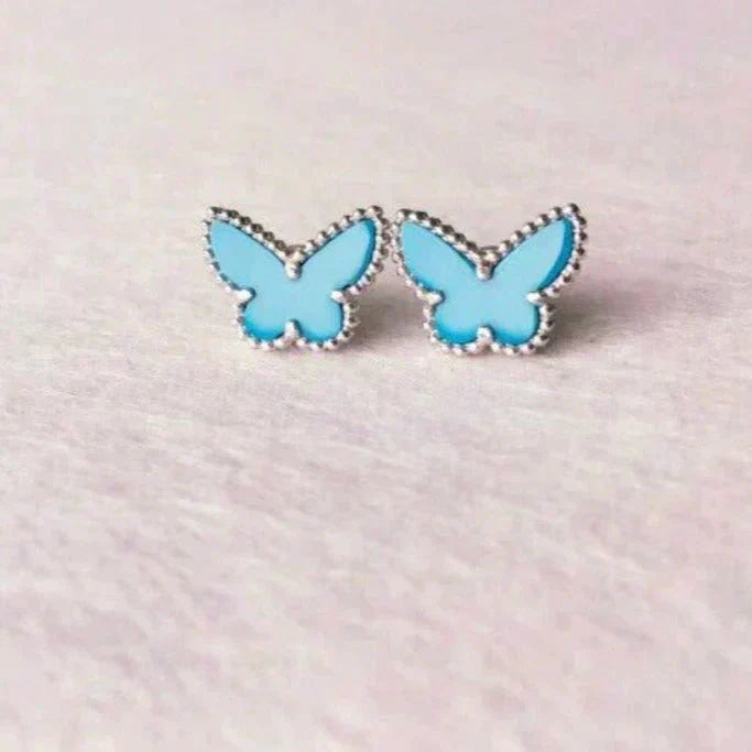 [Elara jewelsry ]BUTTERFLY TURQUOISE EARRINGS SILVER