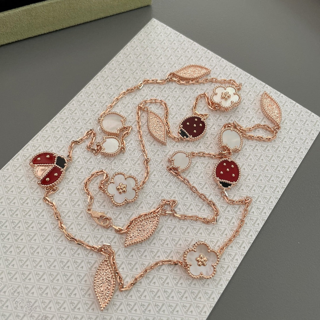 [Elara jewelsry ]LUCKY SPRING 15 MOTIFS ROSE GOLD NECKLACE