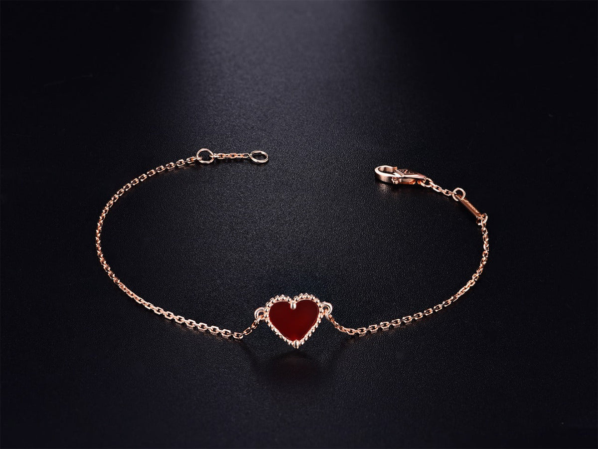 [Elara jewelsry ]HEART CARNELIAN PINK GOLD BRACELET