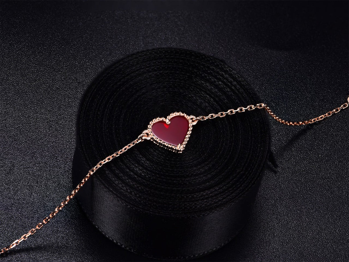 [Elara jewelsry ]HEART CARNELIAN PINK GOLD BRACELET