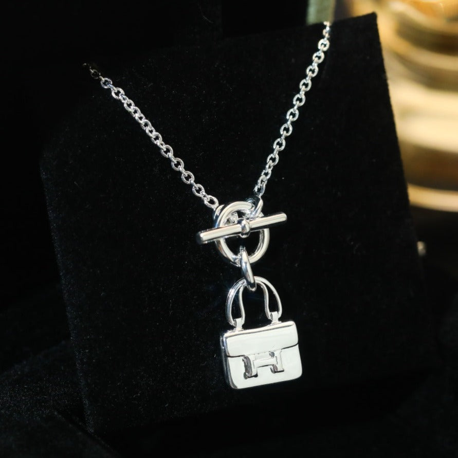 [Elara jewelsry ]POP H PEDANT SILVER NECKLACE