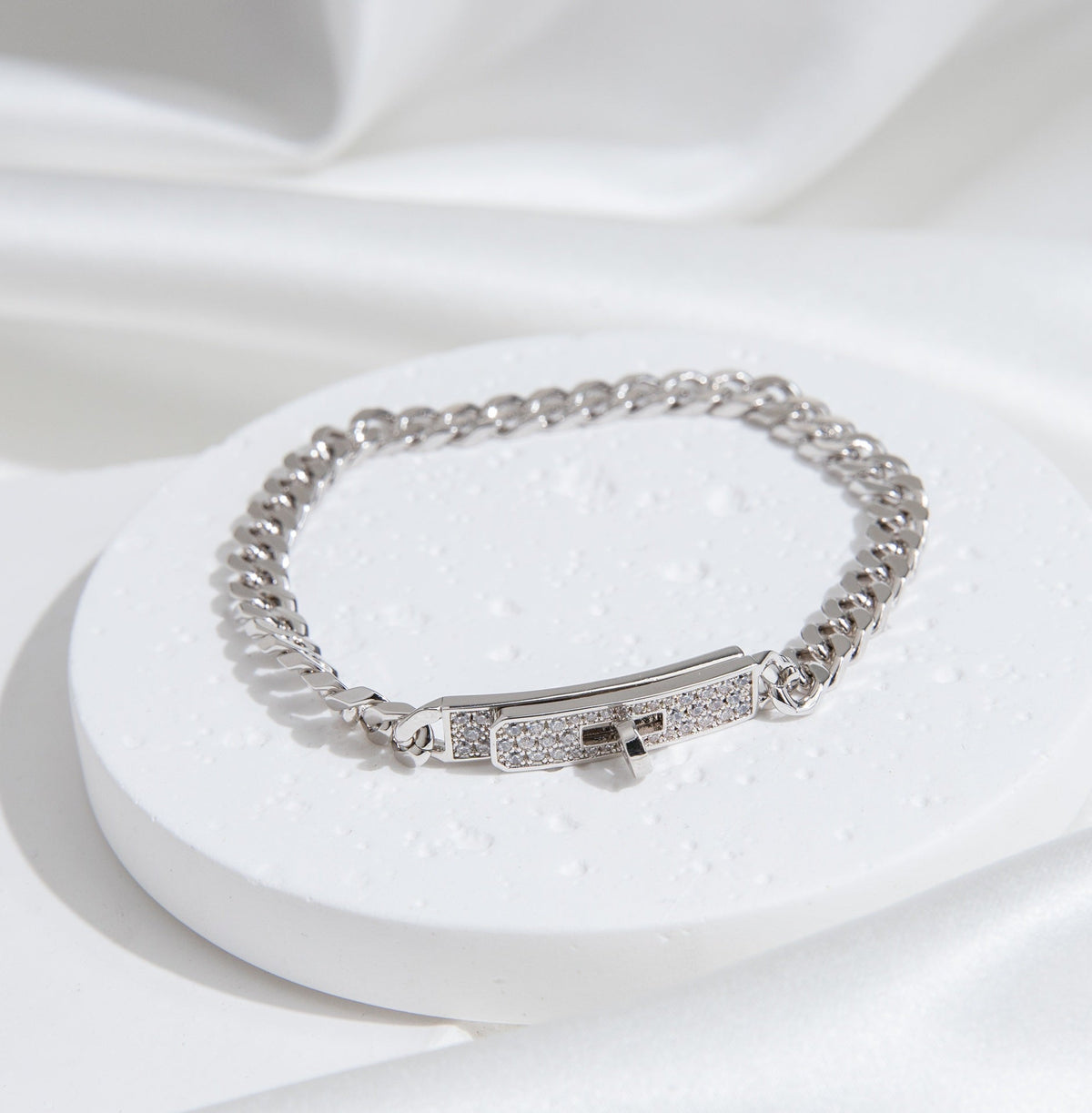 [Elara jewelsry ]KELLY CHAIN SILVER DIAMOND BRACELET