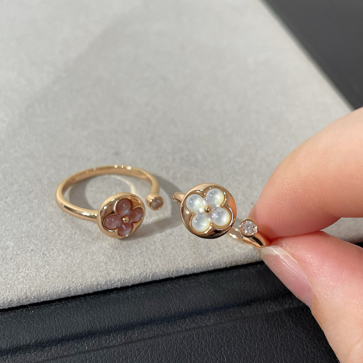 [Elara jewelsry ]SUN 1 DIAMOND PINK MOP RING