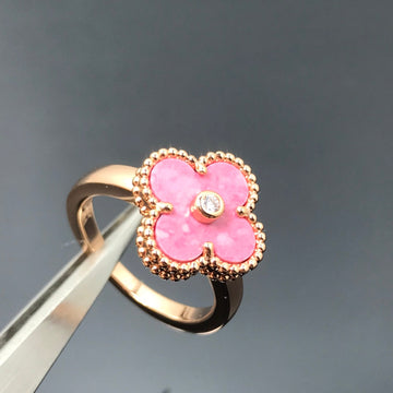 [Elara jewelsry ]CLOVER RHODONITE ROSE GOLD RING
