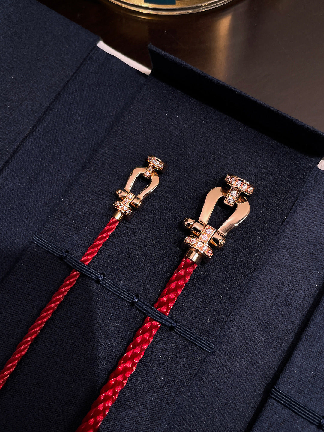 [Elara jewelsry ]FORCE 10 HALF DIAMOND PINK GOLD RED CORDERI LARGE AND MEDIUM MODEL