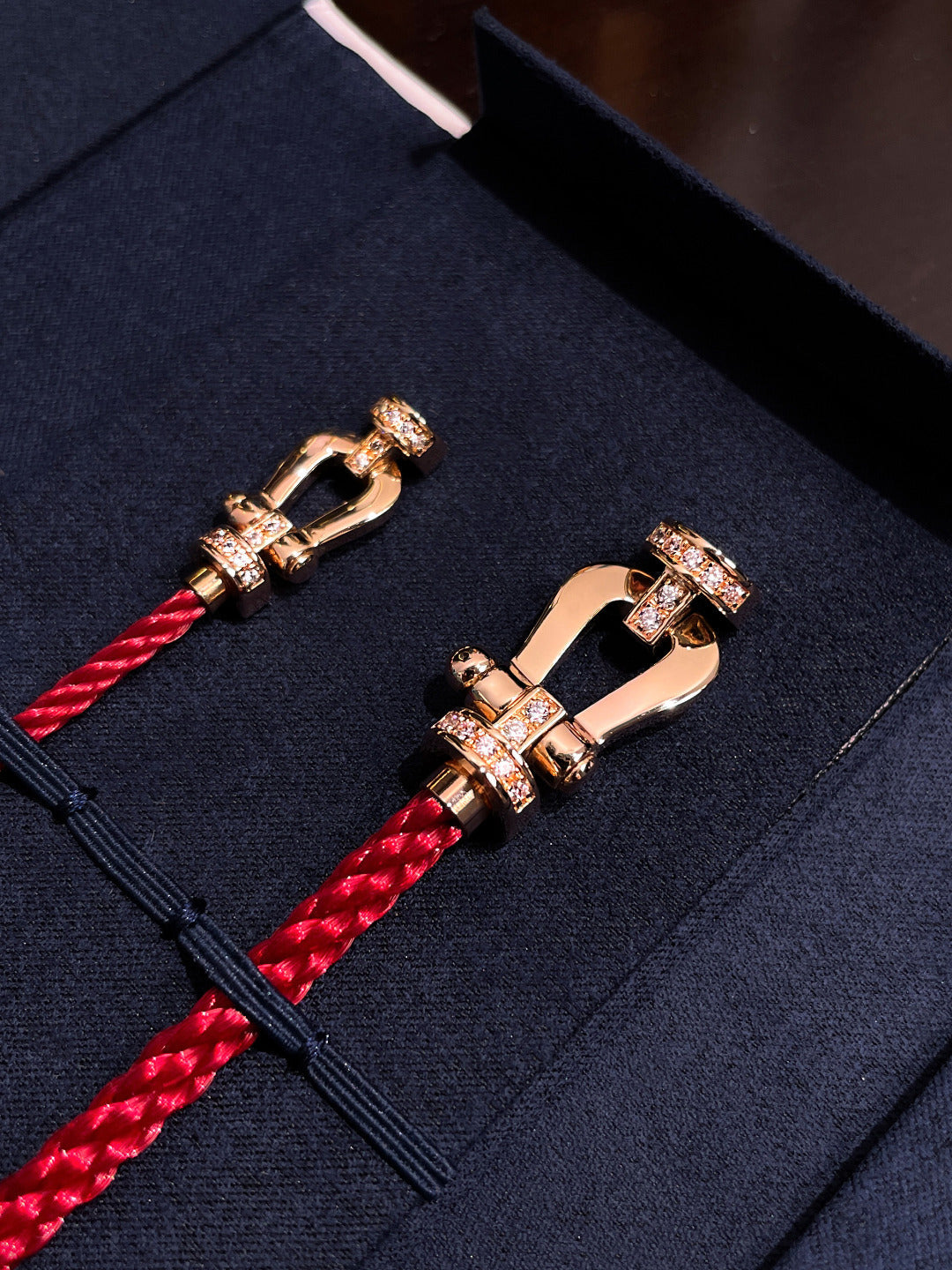 [Elara jewelsry ]FORCE 10 HALF DIAMOND PINK GOLD RED CORDERI LARGE AND MEDIUM MODEL