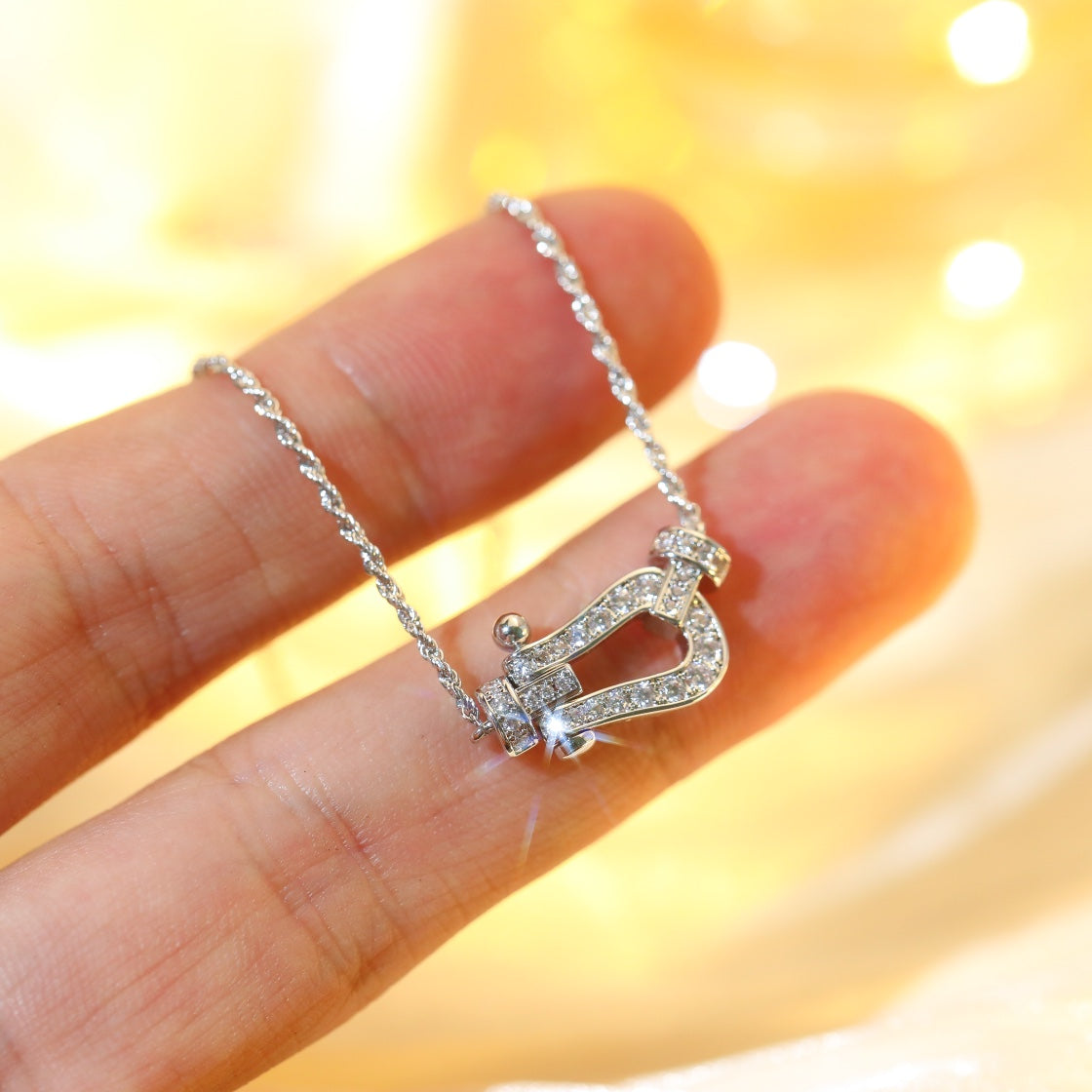 [Elara jewelsry ]FORCE 10 DIAMOND SILVER NECKLACE MINI MODEL
