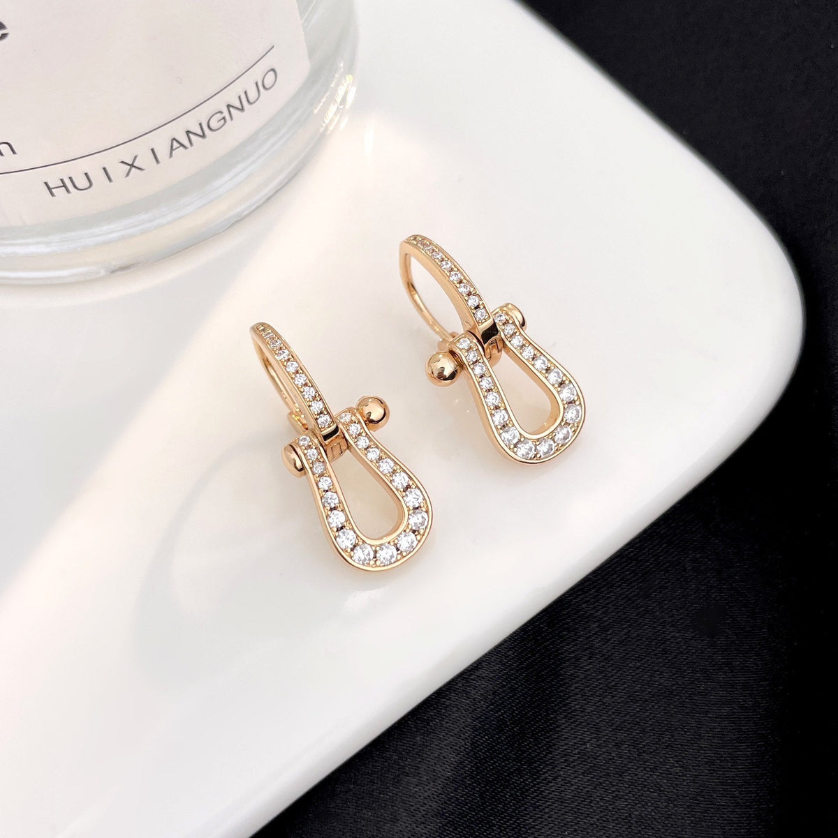 [Elara jewelsry ]FORCE 10 FULL DIAMOND DROP EARRINGS MEDIUM MODEL