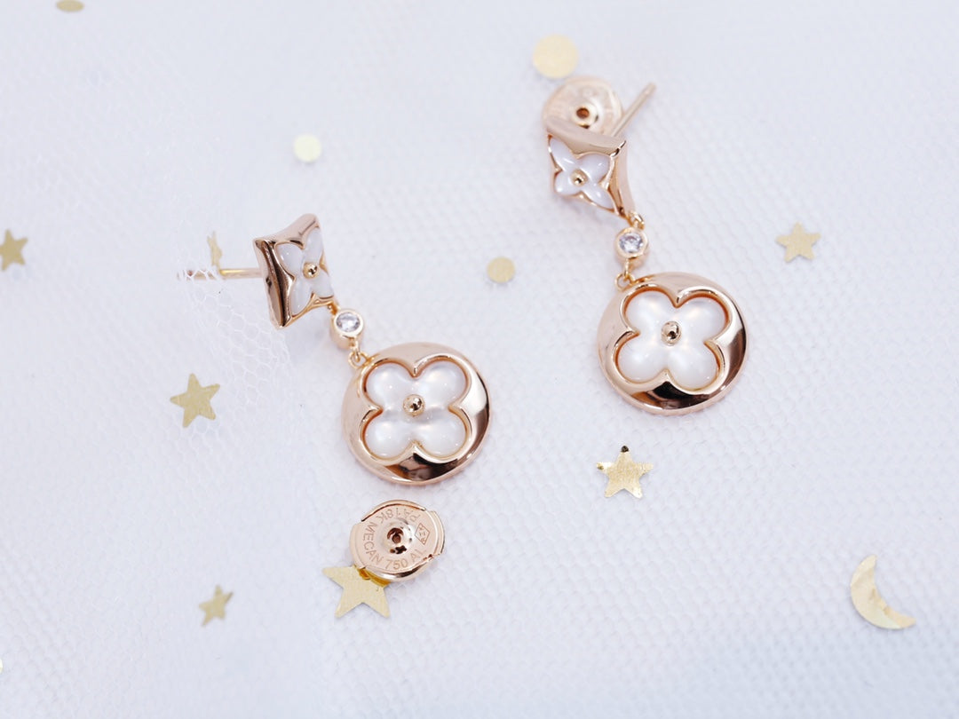 [Elara jewelsry ]STAR AND SUN PINK GOLD MOP DROP EARRINGS